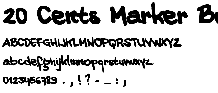 20 CENTS MARKER Bold font